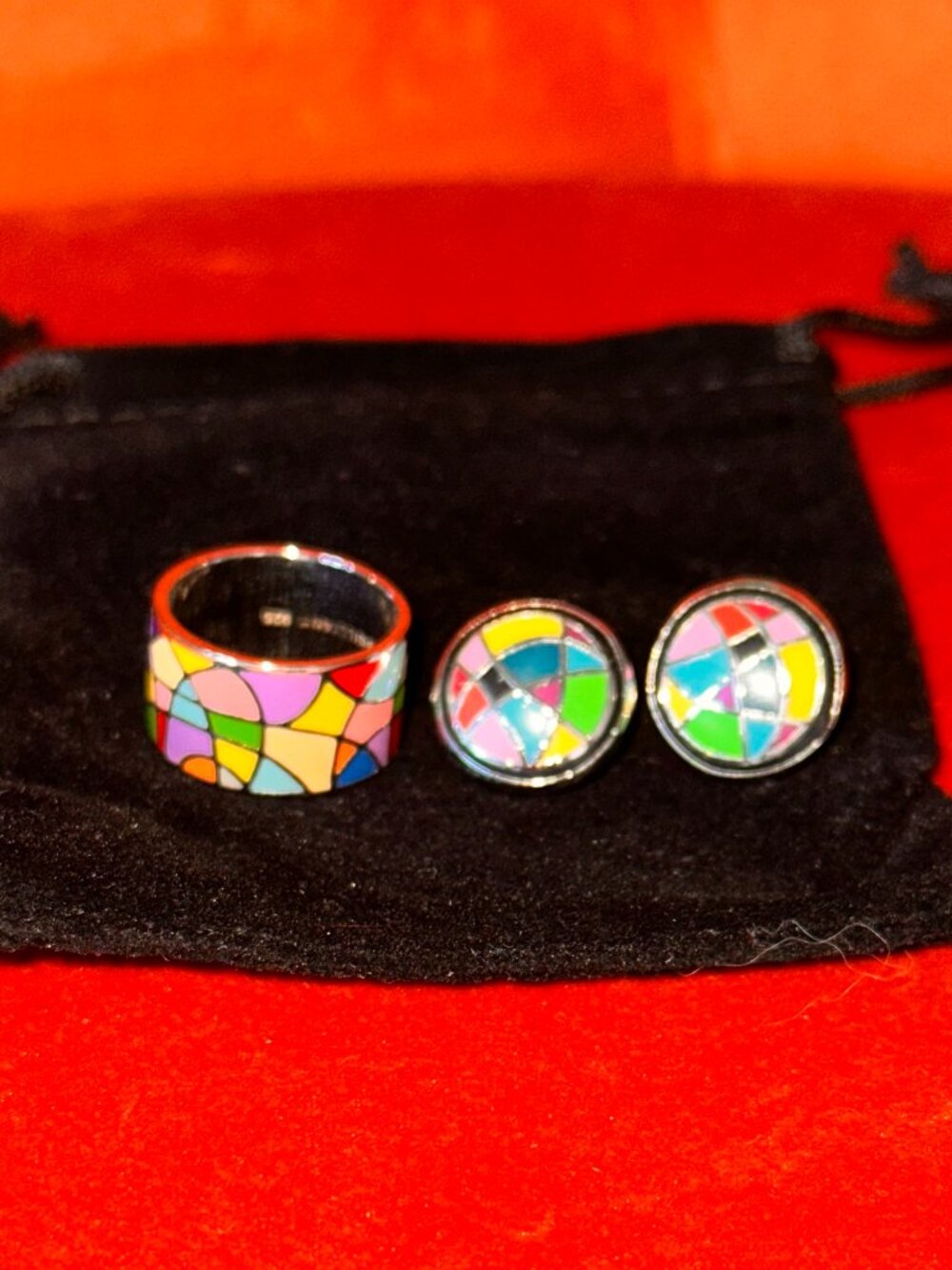 Set Of Metal Ring And Stud Earrings Set